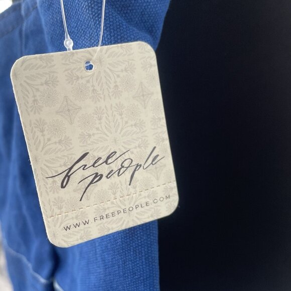 NWT Free People Waxed Canvas Zip Sling Bag ICELANDIS BLUE Purse We The Free - Picture 4 of 15